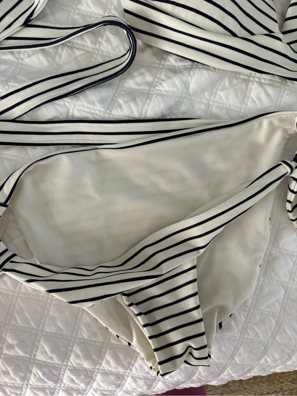 Monday Swimwear Black & White Striped Bikini Set